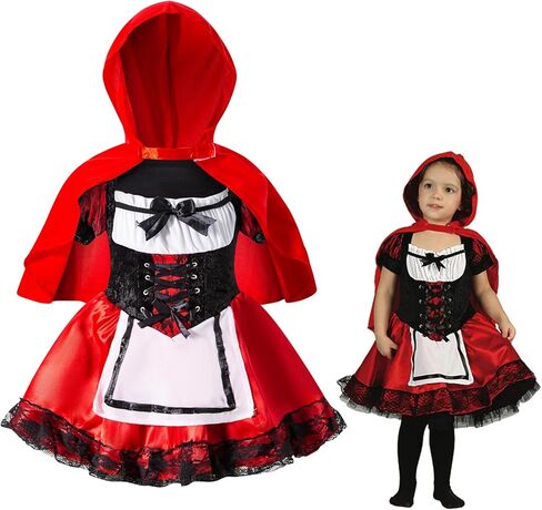Yruiz Baby Girls' Little Red Riding Hood Costume 3PCS Halloween Christmas Skirt Set with Cloak in Kuwait