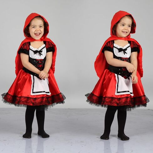 Yruiz Baby Girls' Little Red Riding Hood Costume 3PCS Halloween Christmas Skirt Set with Cloak in Kuwait