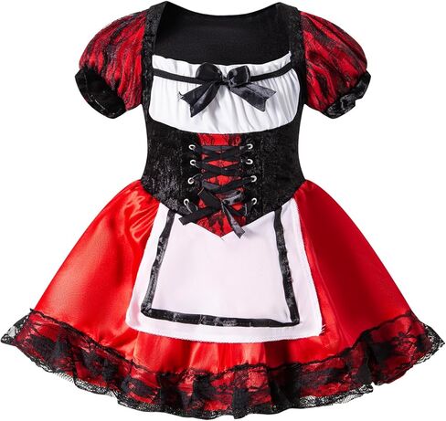 Yruiz Baby Girls' Little Red Riding Hood Costume 3PCS Halloween Christmas Skirt Set with Cloak in Kuwait