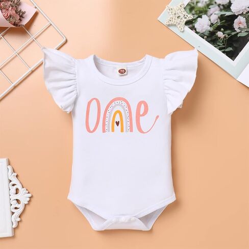 IMEKIS Baby Girls 1st Birthday Outfit Sunflower Peach Romper + Ruffled Shorts + Headband Set for Cake Smash Photo Shoot in Saudi Arabia