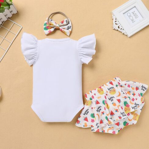 IMEKIS Baby Girls 1st Birthday Outfit Sunflower Peach Romper + Ruffled Shorts + Headband Set for Cake Smash Photo Shoot in Saudi Arabia