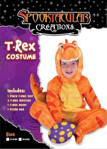 أزياء Spooktacular Creations الزرقاء الواقعية لتي ريكس، زي الديناصورات مع بيضة لعبة للأطفال، حفلة تنكرية للهالوين للأطفال الصغار (3T (3-4 سنوات)) in Kuwait
