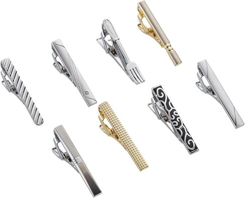 EvmAsaLQ 8Pcs Men's Short Tie Clips for Men，Black,Gold, Silver, Tie Clips are Beautiful Gift for Father Husband Brothers, Tie Bars for Men Suitable for Wedding Birthday Business and Holiday Parties in Kuwait