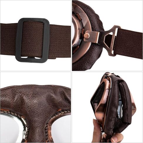 Peicees Aviator Hat with Goggles for Adult Kids Pilot Cap Vintage Goggles Costume with Fur Ear Flaps Winter Trapper Hat Warm in Kuwait