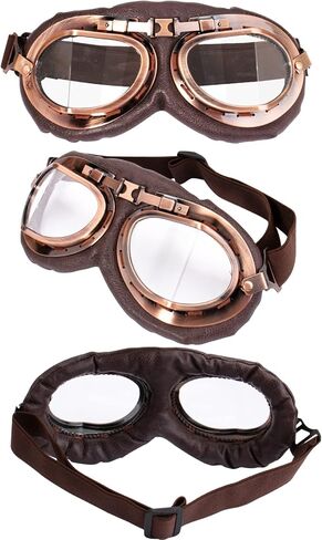 Peicees Aviator Hat with Goggles for Adult Kids Pilot Cap Vintage Goggles Costume with Fur Ear Flaps Winter Trapper Hat Warm in Kuwait