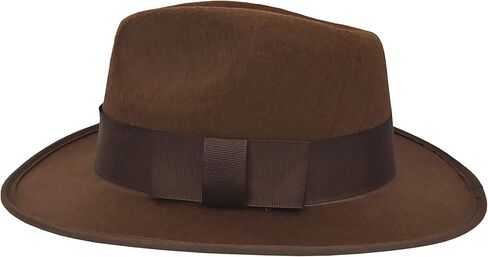 Adult Brown Adventurer Fedora Hat - Mobster Felt Panama Hats - Gatsby Halloween Costume Accessory, Brown, One Size in Saudi Arabia