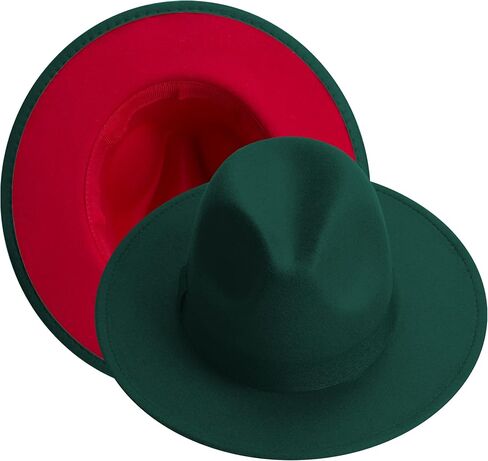 KUJUHA Fedora Hats for Mens/Womens Felt FedoraHats Two Tone Wide Brim Fedora Hats Rancher Hat in Kuwait