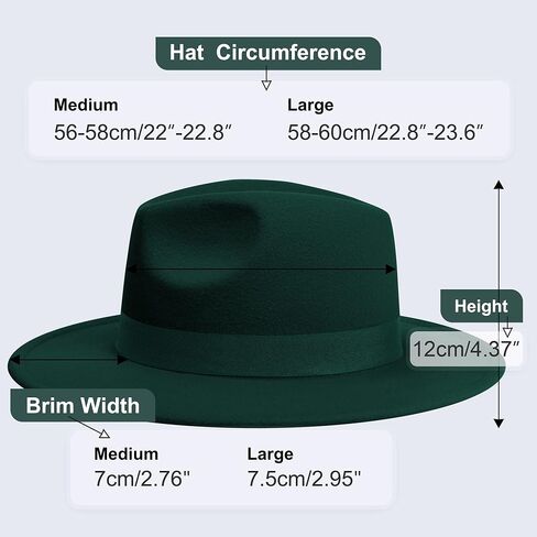 KUJUHA Fedora Hats for Mens/Womens Felt FedoraHats Two Tone Wide Brim Fedora Hats Rancher Hat in Kuwait