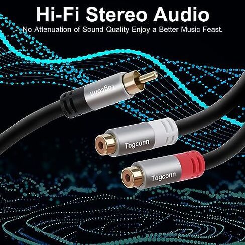 مقسم Togconn RCA (4 حزم)، 1 RCA ذكر إلى 2 RCA أنثى محول مكبر صوت Y، [مطلي بالذهب 24 قيراط] كابل مقسم مكبر صوت RCA قصير لصوت السيارة، مضخم الصوت، مشغل الأقراص المضغوطة، المسرح المنزلي in Kuwait