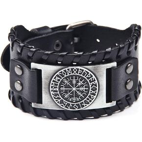 TURTLEDOVE Viking Bracelet Norse Vegvisir - Nordic Bracelet with Runic Compass - Celtic Pagan Jewelry