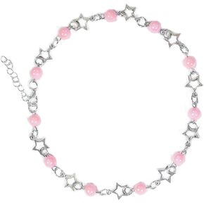 Y2K Star Pearl Beaded Chain Adjustable Aesthetic Bracelet Bracelet Chain Grunge Gift for Women Girl Jewelry Gifts Punk Gothic Link Dainty Bracelet Resin Transparent Star Cool in Saudi Arabia