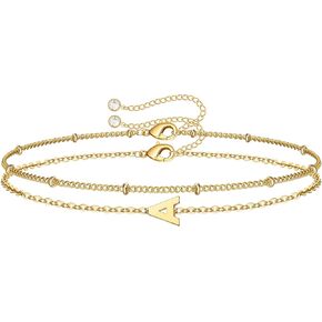 Dainty Gold Initial Bracelets for Women, 14K Gold Plated Dainty Personalized Gold Bracelets Initial Bracelets for Women Teen Girls Jewelry Chain Bracelets for Little Girls Jewelry Gifts in Kuwait
