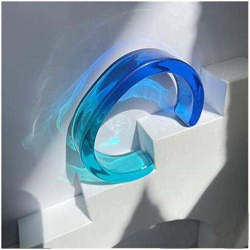 Lightweight Colorful Acrylic Resin Open Bracelet Transparent Chunky Thick Thin Wide Face Resin Acrylic Cuff Bangle for Women Girls Fashion Jewelry in Kuwait