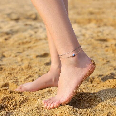 Tarsus Gold Plated Evil Eye Bracelet/Anklets Layered Amulet Nazar for Women Girls in Kuwait