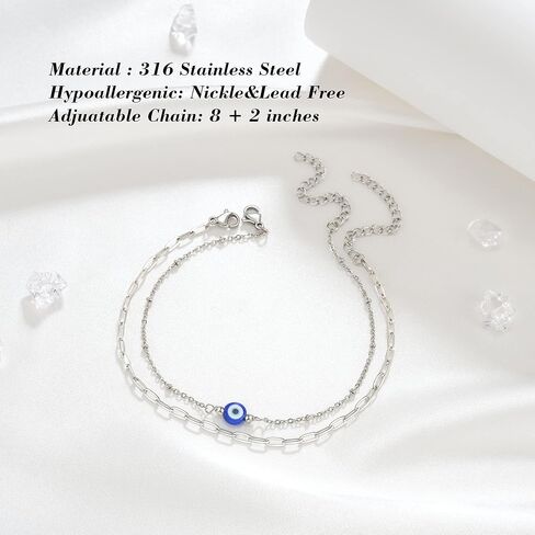 Tarsus Gold Plated Evil Eye Bracelet/Anklets Layered Amulet Nazar for Women Girls in Kuwait