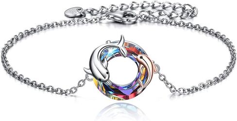 ONEFINITY Dolphin Bracelet for Women Sterling Silver Crystal Dolphin Bracelet Mother and Daughter Ocean Jewelry Gifts for Women Girls in Kuwait