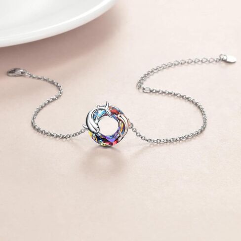 ONEFINITY Dolphin Bracelet for Women Sterling Silver Crystal Dolphin Bracelet Mother and Daughter Ocean Jewelry Gifts for Women Girls in Kuwait
