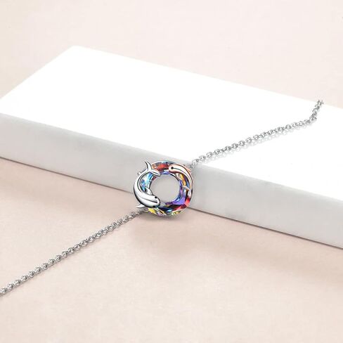 ONEFINITY Dolphin Bracelet for Women Sterling Silver Crystal Dolphin Bracelet Mother and Daughter Ocean Jewelry Gifts for Women Girls in Kuwait