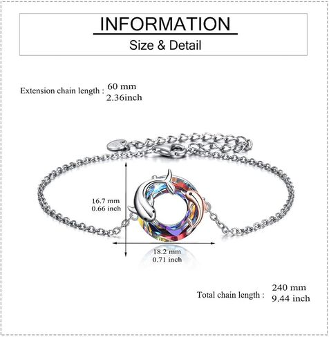 ONEFINITY Dolphin Bracelet for Women Sterling Silver Crystal Dolphin Bracelet Mother and Daughter Ocean Jewelry Gifts for Women Girls in Kuwait