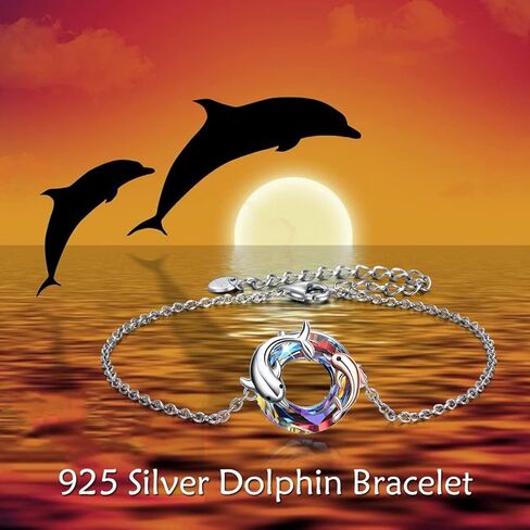 ONEFINITY Dolphin Bracelet for Women Sterling Silver Crystal Dolphin Bracelet Mother and Daughter Ocean Jewelry Gifts for Women Girls in Kuwait