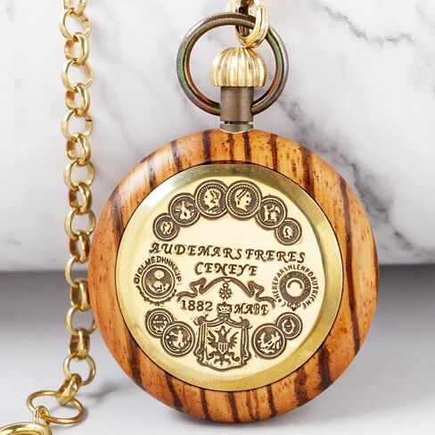 Realpoo Wooden Pocket Watch with 37CM Chain Handmade Watches Roman Digital Dial Quartz Wood Pocket Watch with Chain for Christmas Graduation Birthday Gifts Fathers Day Mothers Day in Kuwait