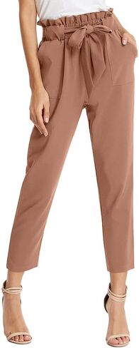 GRACE KARIN Women's Paper Bag Waist Pants Slim Fit Casual Office Pencil Pants in Kuwait