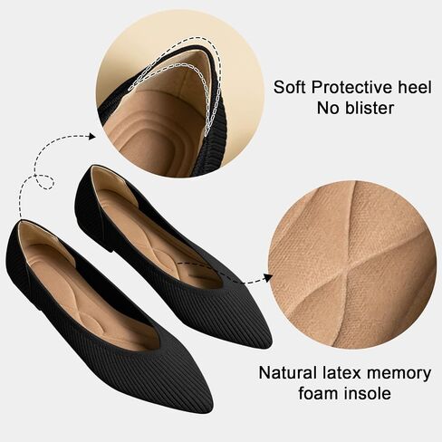 TINGRISE Women's Flats Shoes Pointed Toe Knit Ballet Comfortable Dressy Slip On Flat in Saudi Arabia