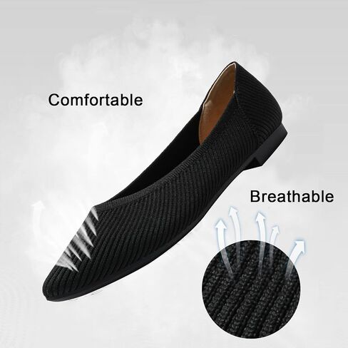 TINGRISE Women's Flats Shoes Pointed Toe Knit Ballet Comfortable Dressy Slip On Flat in Saudi Arabia