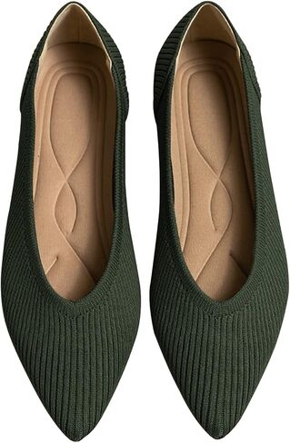 TINGRISE Women's Flats Shoes Pointed Toe Knit Ballet Comfortable Dressy Slip On Flat in Saudi Arabia