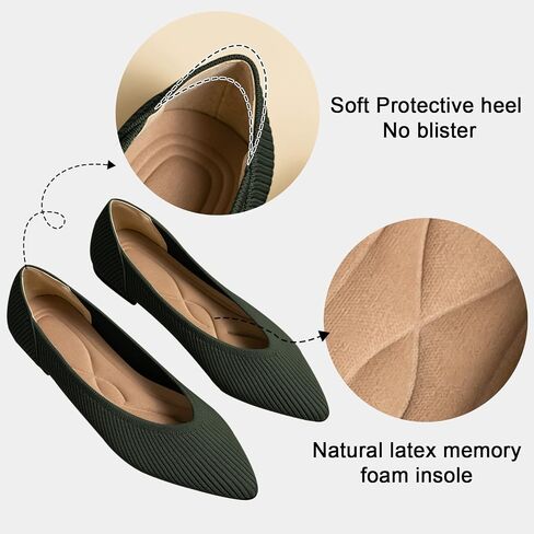 TINGRISE Women's Flats Shoes Pointed Toe Knit Ballet Comfortable Dressy Slip On Flat in Saudi Arabia