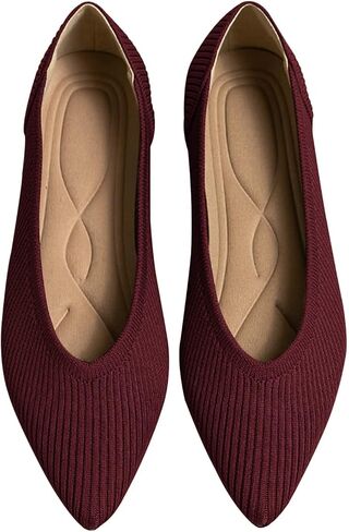 TINGRISE Women's Flats Shoes Pointed Toe Knit Ballet Comfortable Dressy Slip On Flat in Saudi Arabia