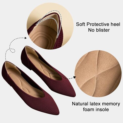 TINGRISE Women's Flats Shoes Pointed Toe Knit Ballet Comfortable Dressy Slip On Flat in Saudi Arabia