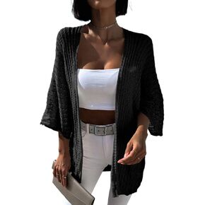 Dokotoo Lightweight Summer Cardigan for Women 2023 Spring Fall Hollow-Out Knit Kimono Netted Crochet Knit Cardigans Sweaters
