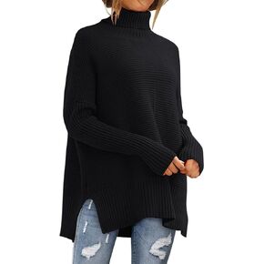 EFAN 2023 Fall Trendy Oversized Turtleneck Sweater for Women Batwing Long Sleeve Knitted Cozy Pullover Sweaters