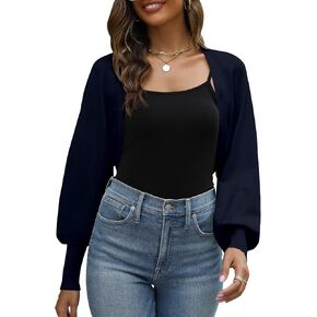 AFVETUT Women's Batwing Long Sleeve Cropped Cardigan Sweater Shrug Knit Open Front Lightweight Cardigans for Dresses in Kuwait