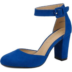 DREAM PAIRS Women's High Heel Closed Toe Chunky Wedding Pumps Shoes