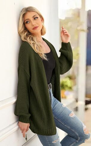 PRETTYGARDEN Women's Long Sleeve Open Front Knit Cardigans Sweaters Soft Loose Draped Coat Outerwear in Kuwait