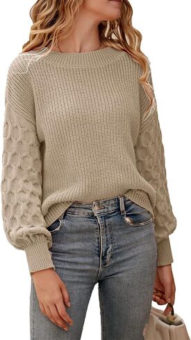 PRETTYGARDEN Women's 2024 Winter Pullover Sweater Casual Long Sleeve Crewneck Loose Chunky Knit Jumper Tops Blouse in Kuwait