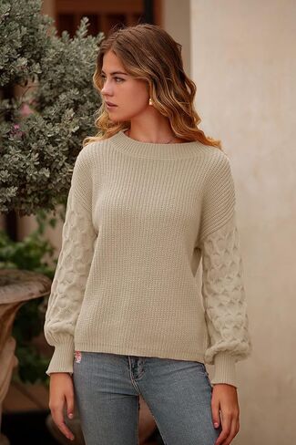 PRETTYGARDEN Women's 2024 Winter Pullover Sweater Casual Long Sleeve Crewneck Loose Chunky Knit Jumper Tops Blouse in Kuwait