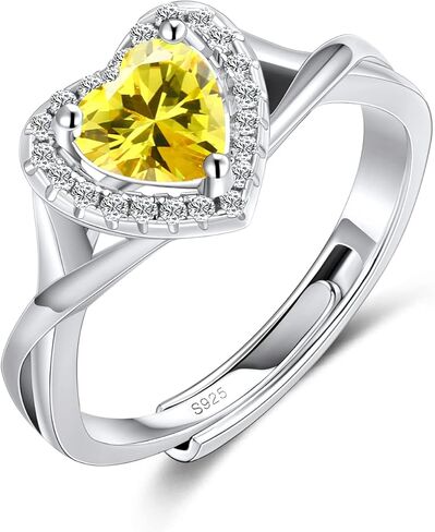 S925 Sterling Silver Birthstone Rings for Women Engagement Ring For Women Adjustable Promise Rings for Wife, Mom, Daughter Jewelry Birthday Wedding Anniversary Valentines Gifts in Saudi Arabia