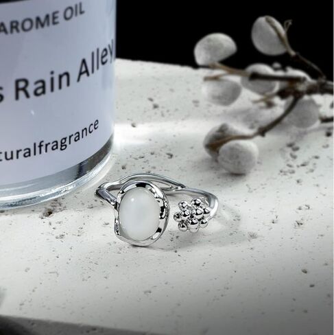 HEIMAXING Silver Y2K Rings Jewelry Grunge Rings Natural Stone Opal Moonstone Ring Pearl Indie Punk Coquette Stacking Rings Set for Women Girls in Kuwait