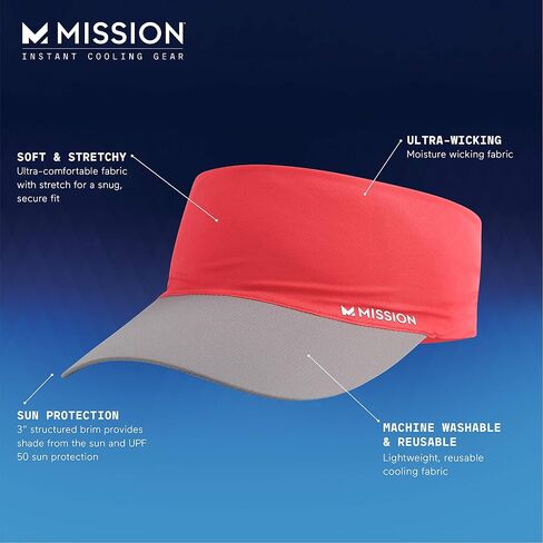 MISSION Cooling Stretchy Visor - Unisex Visor Hat for Men and Women, No Slip Band, UPF 50 Sun Protection Visor in Saudi Arabia