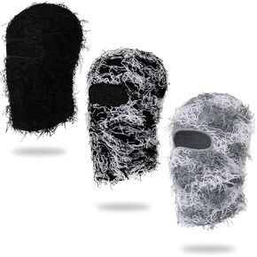 Distressed Balaclava Ski Mask for Men/Women Knitted Full Face Ski Mask Windproof Neck Warmer