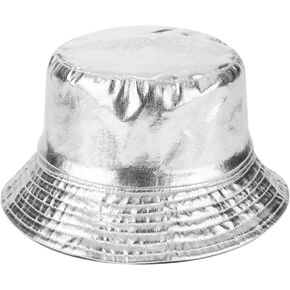 Joylife IHAUIUE Metallic Bucket Hat Trendy Fisherman Hats Unisex Reversible Packable Cap