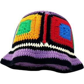 Floral Crochet Hat for Women Handmade Bucket Hats Foldable Multicolor Bucket Cap Casual Fisherman Caps Crochet Sun Hat 2023 in Saudi Arabia