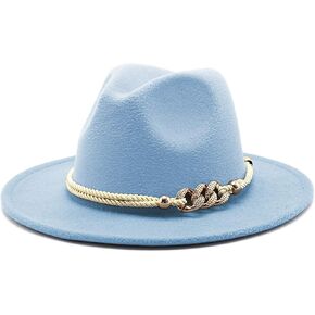 Gossifan Lady Fashion Wide Brim Felt Fedora Panama Hat with Ring Belt in Saudi Arabia