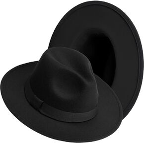 Wide Brim Fedora Hats for Women Dress Hats for Men Two Tone Felt Panama Hat