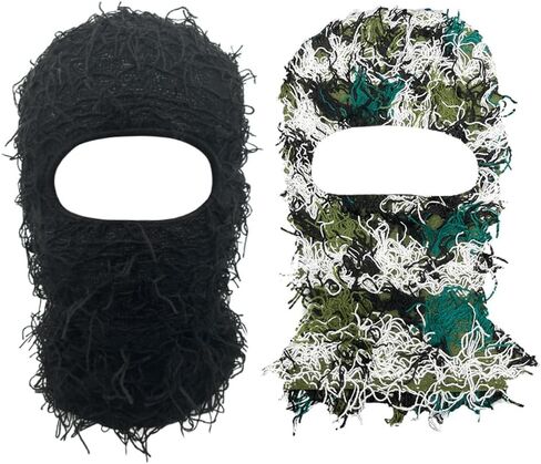 2 Pieces Distressed Balaclava Trending Ski Masks Wind Proof Winter Premium One Size Yeat Shiesty Distress Mask Beanie Cap in Saudi Arabia
