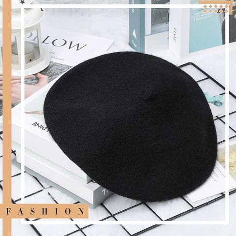 15 Pieces Women Wool Beret Hat Wool French Beret Hat Artist Beret Cap Winter Solid Color Hat for Women Girls (Black) in Saudi Arabia
