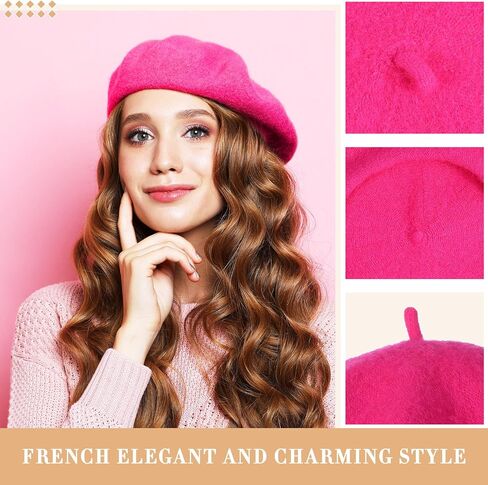 15 Pieces Women Wool Beret Hat Wool French Beret Hat Artist Beret Cap Winter Solid Color Hat for Women Girls (Elegant Color) in Saudi Arabia